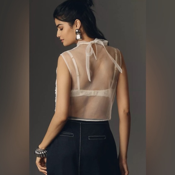 Maeve Sleeveless Sheer Floral Blouse xs,sm,med - Picture 3 of 12